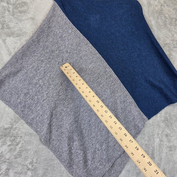 Celeste Poncho Womens One Size Blue Gray Wool Cashmere Blend Colorblock Knit - Picture 2 of 13